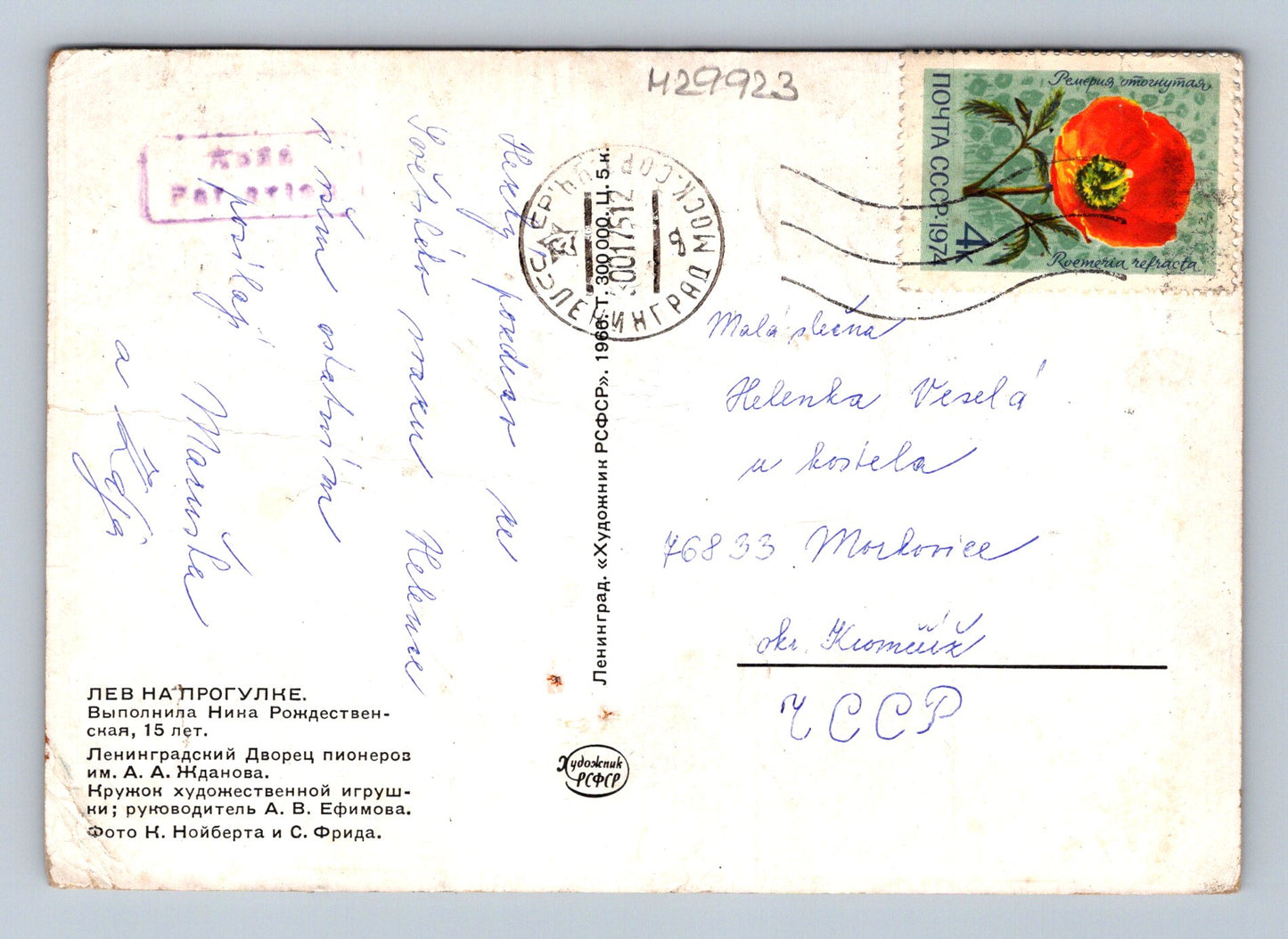 Pohlednice Rusko a SSSR Lev na procházce 1986 (M29923)