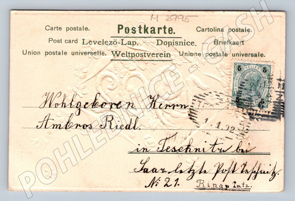 Pohlednice novoroční 1902 Česká republika (M2995)