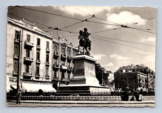 Pohlednice Egypt Alexandrie Jezdecká socha ulice 1959 (M29996)