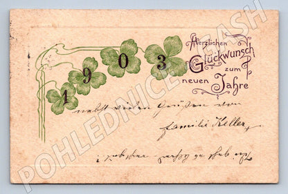 Pohlednice čtyřlístky Nový rok 1903 (M3000)