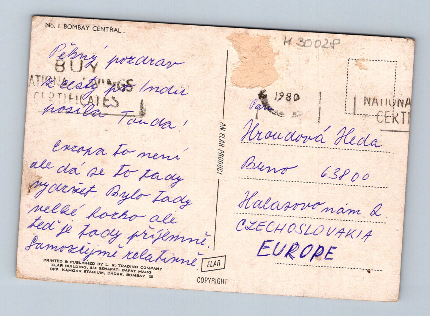 Pohlednice Indie Bombaj Nádraží Bombay Central 1980 (M30028)