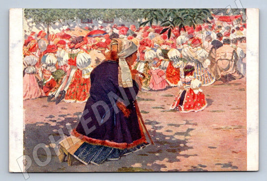 Postcard by Jož Uprka Folk costumes for the procession (M3003)