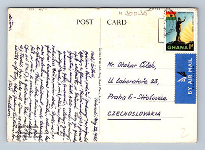 Pohlednice Ghana pláž palmy lodě 1965 (M30035)