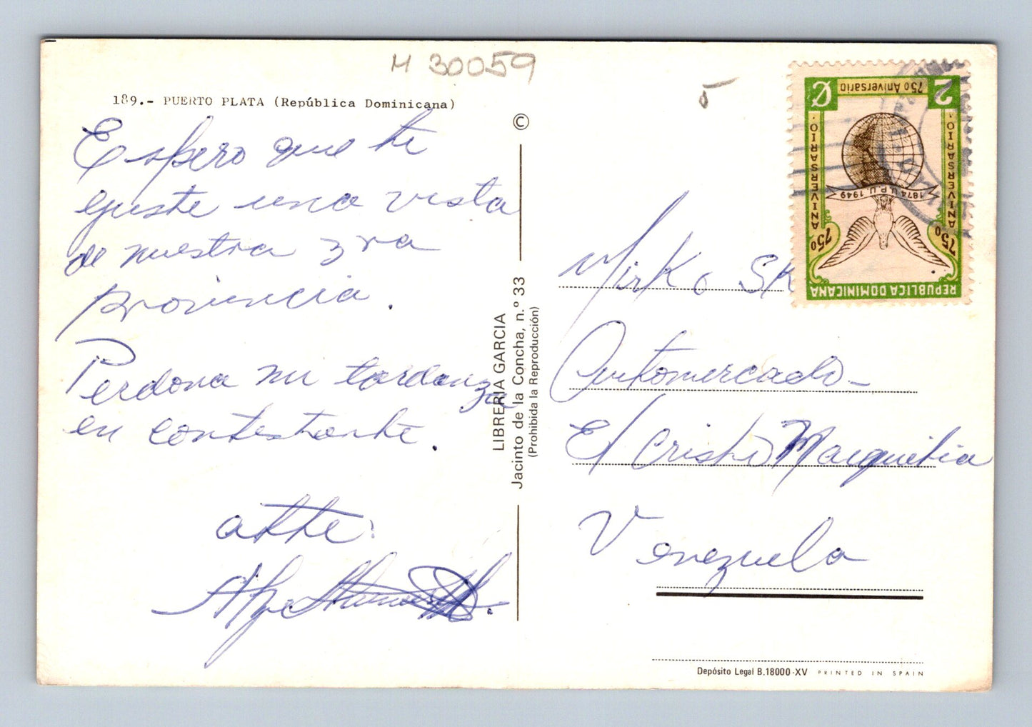Pohlednice Dominikánská republika Puerto Plata 1969 (M30059)
