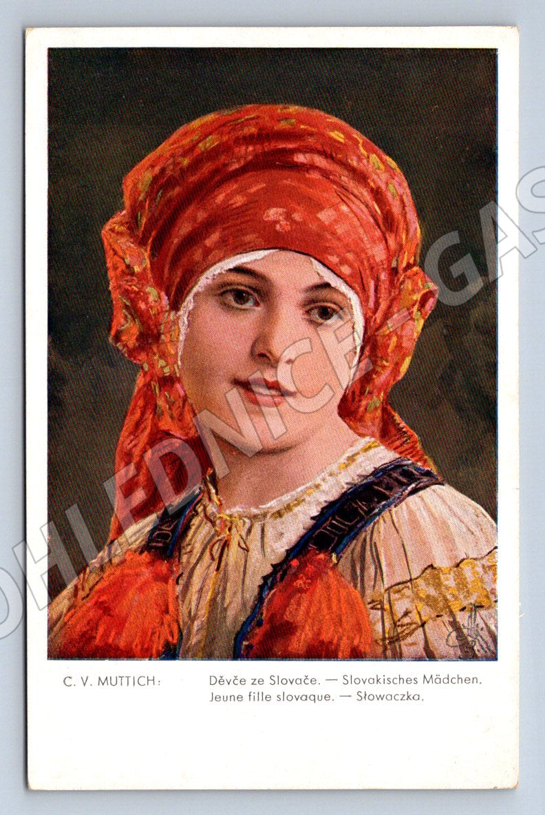 Postcard Slovak girl in traditional costume (M3007)