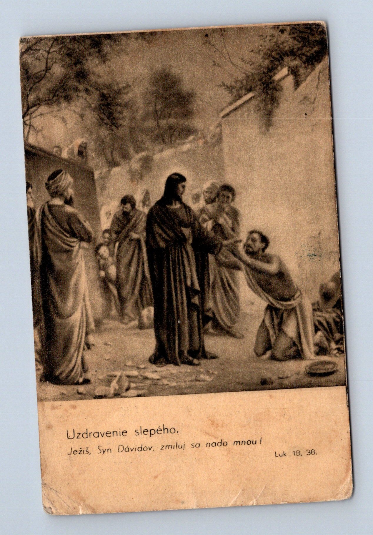 Pohlednice náboženský motiv Uzdravení slepého (M30085)
