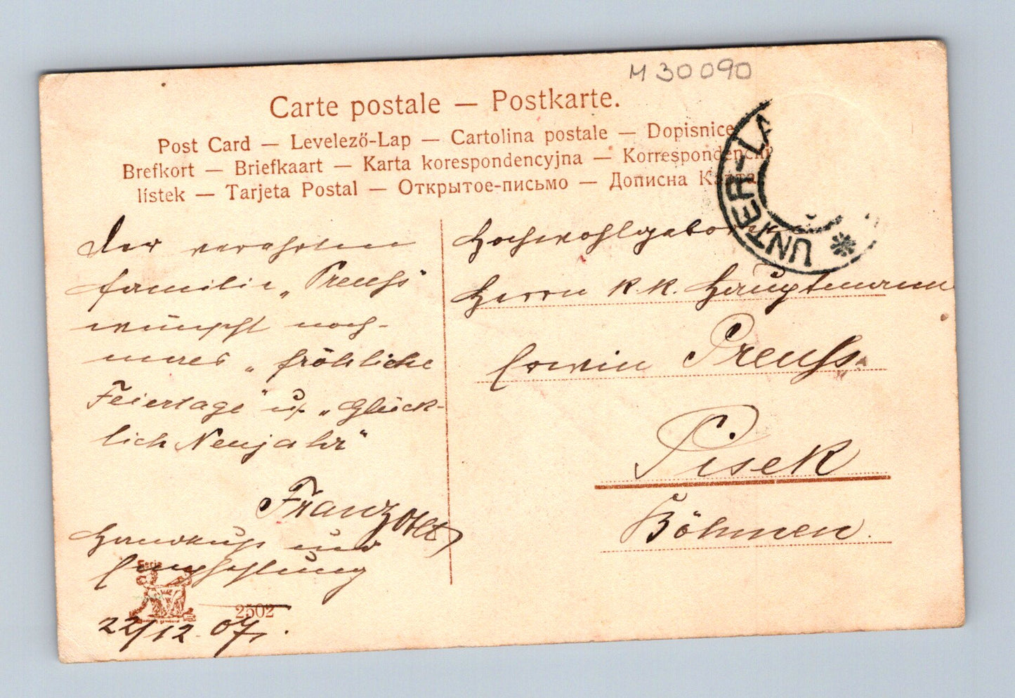 Pohlednice vánoční smrk svíčky 1907 (M30090)