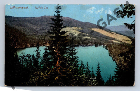 Pohlednice Šumava Čertovo jezero cca 1914 malý formát (M301)