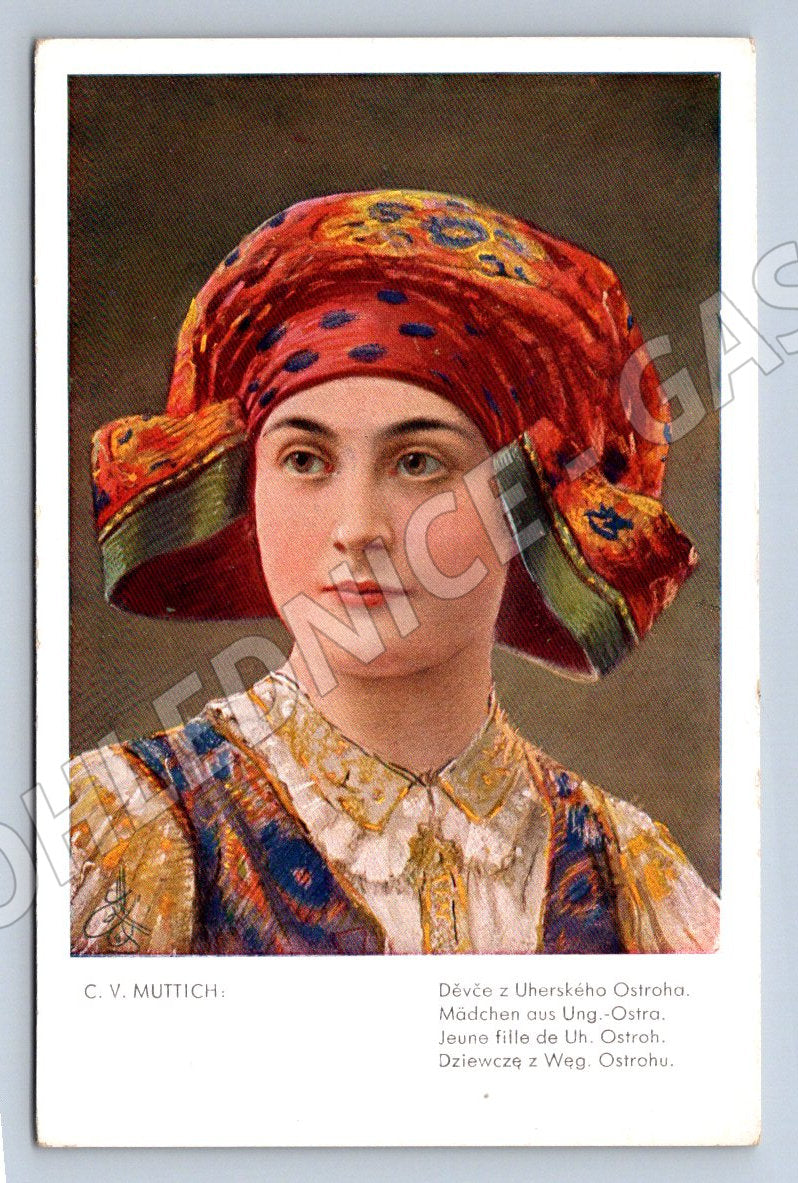 Postcard girl in traditional costume from Ostroh (M3011)