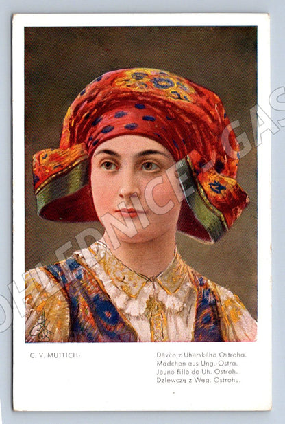 Postcard girl in traditional costume from Ostroh (M3011)