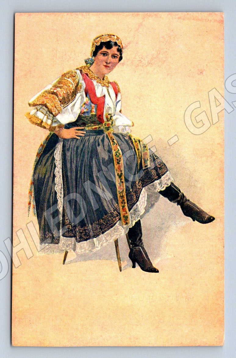 Postcard girl from Píšťany folk costume (M3013)