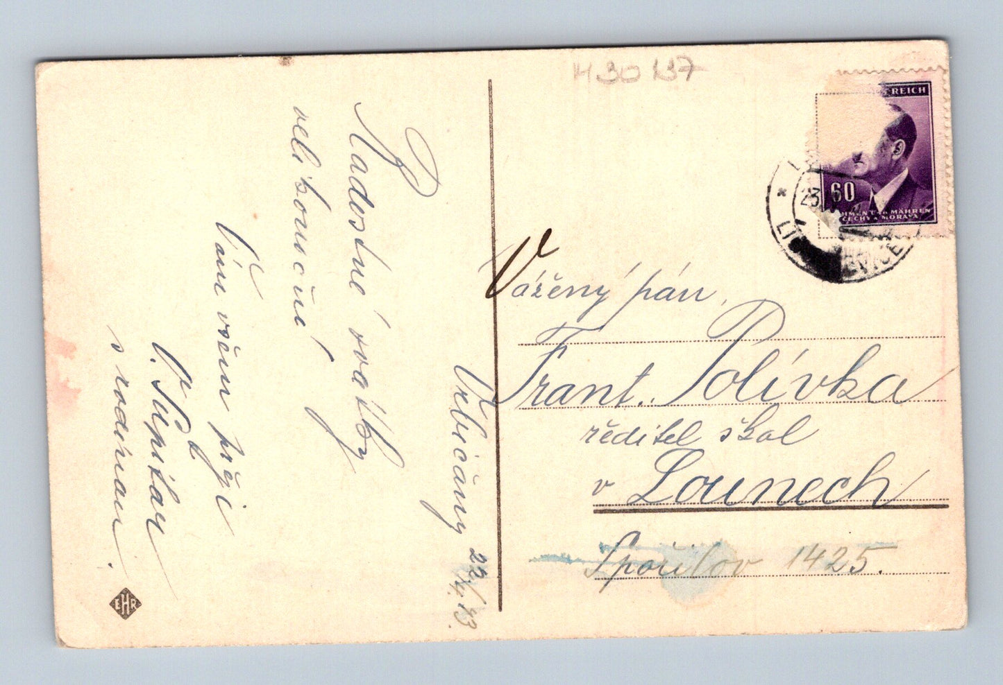 Pohlednice Louny jarní krajina břízy 1925 (M30137)