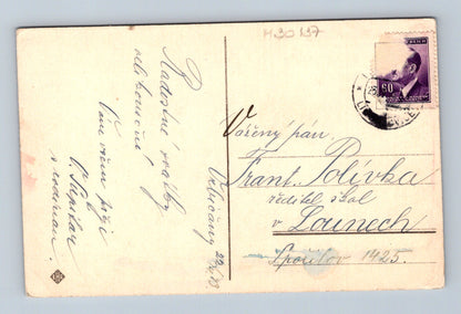 Pohlednice Louny jarní krajina břízy 1925 (M30137)