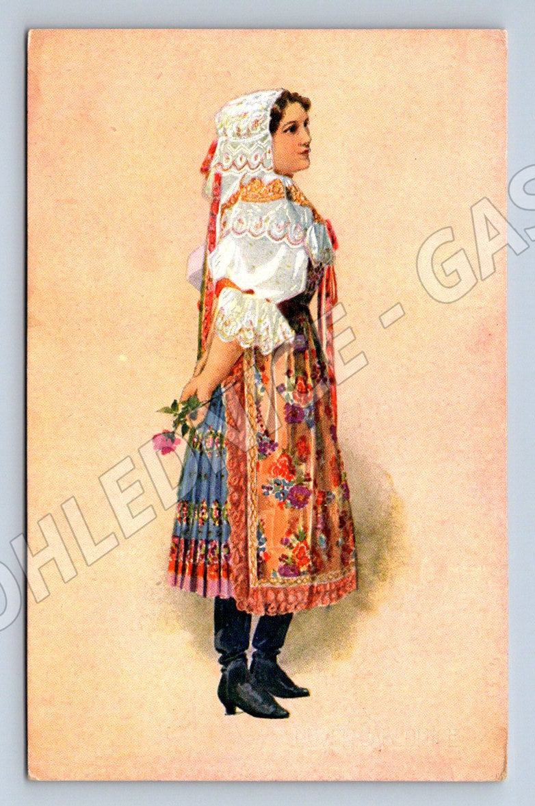 Postcard girl from Jablonica traditional costume (M3014)