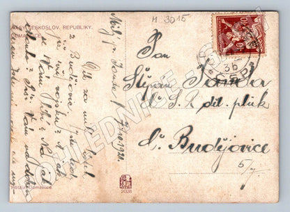 Postcard Domažlice folk costumes and architecture (M3015)