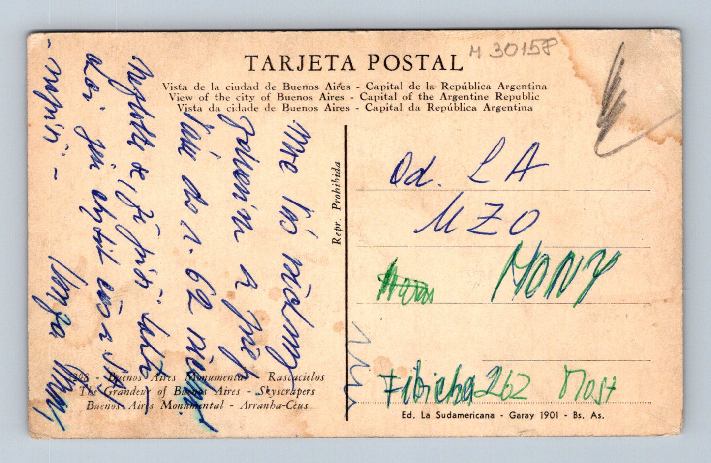 Pohlednice Argentina Buenos Aires letecký pohled 1962 (M30158)
