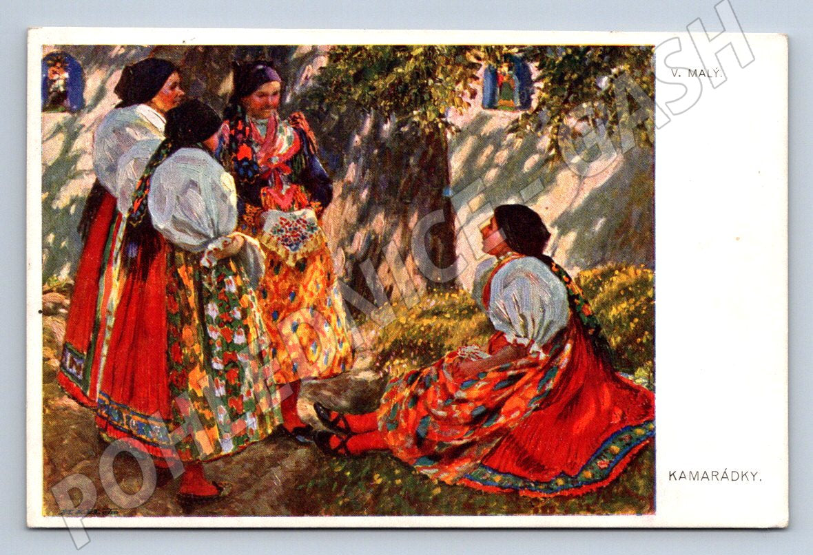 Postcard Chodsko friends in traditional costumes V Malý (M3016)