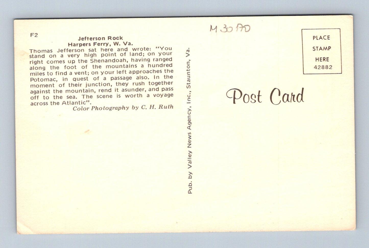 Pohlednice USA Jefferson Rock Harpers Ferry (M30170)