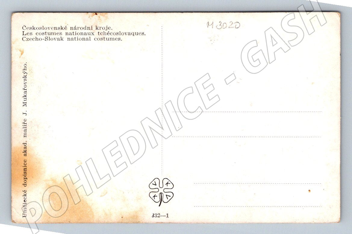 Postcard national costume J Mukařovský (M3020)
