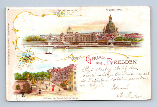 Pohlednice Německo Drážďany panorama a Brühlova terasa (M30228)