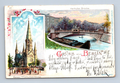 Pohlednice Německo Berlín Herkules Brücke a kostel (M30230)