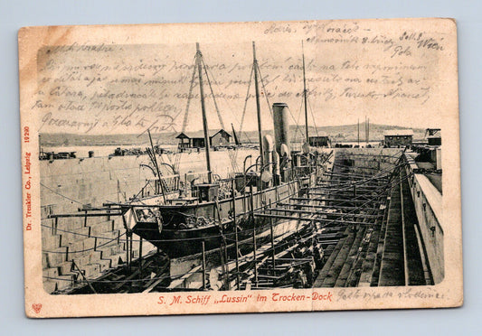 Pohlednice Chorvatsko loď Lussin suchý dok 1903 (M30235)