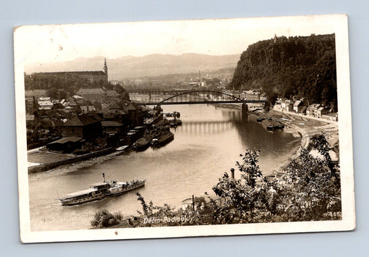 Pohlednice Děčín-Podmokly řeka Labe parník 1946 (M30238)