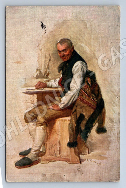 Postcard man in traditional costume A German ethnography (M3024)