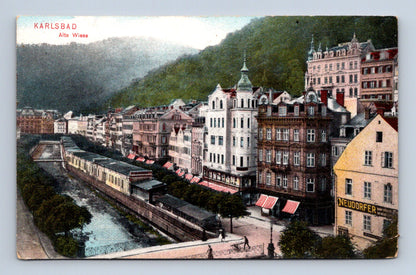 Pohlednice Karlovy Vary Stará louka 1912 (M30250)