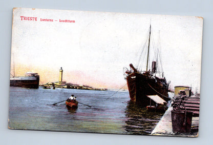 Pohlednice Itálie Terst maják a přístav 1914 (M30251)
