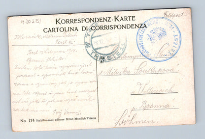 Pohlednice Itálie Terst maják a přístav 1914 (M30251)