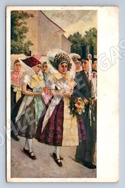 Postcard Lower Lusatian Serbian wedding costumes (M3026)
