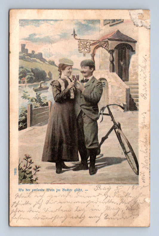 Pohlednice Jilemnice pár s kolem 1909 (M30265)