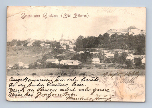 Pohlednice Nové Hrady (Gratzen) celkový pohled 1899 (M30267)