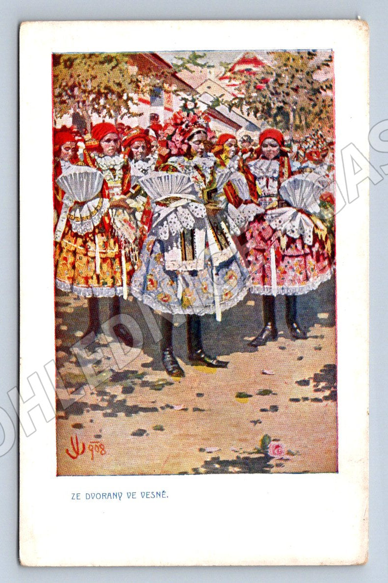 Postcard folk costumes Moravia ethnography (M3027)