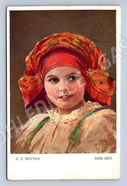 Postcard girl in traditional costume CV Muttich (M3028)
