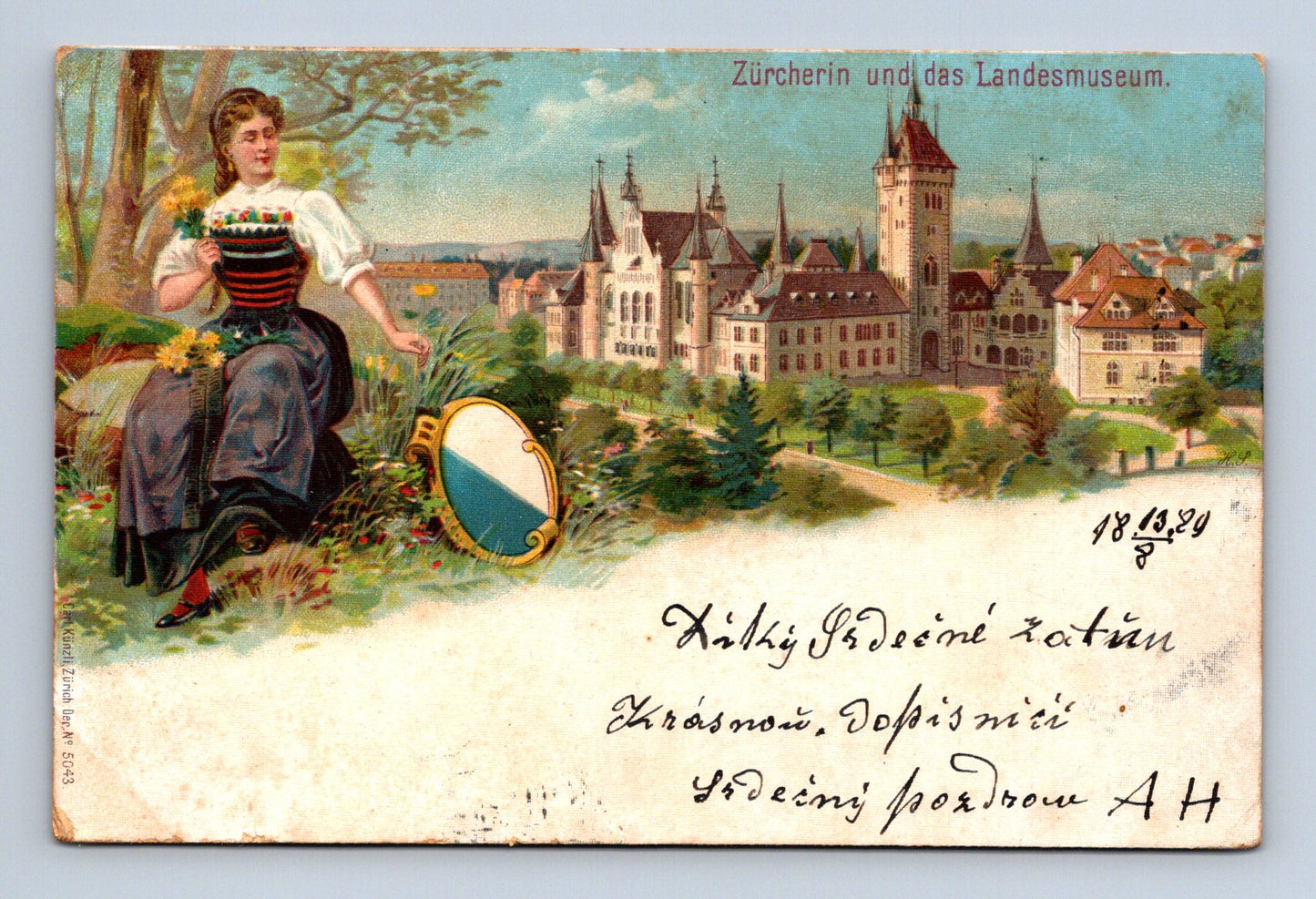 Pohlednice Švýcarsko Curych Landesmuseum 1899 (M30281)