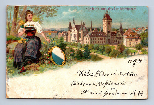Pohlednice Švýcarsko Curych Landesmuseum 1899 (M30281)