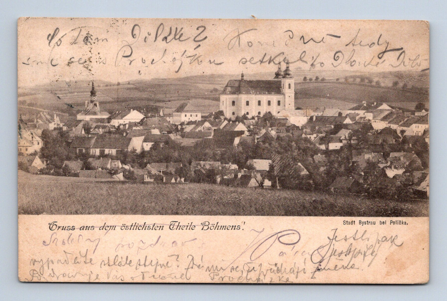 Pohlednice Bystrá u Poličky celkový pohled 1912 (M30285)