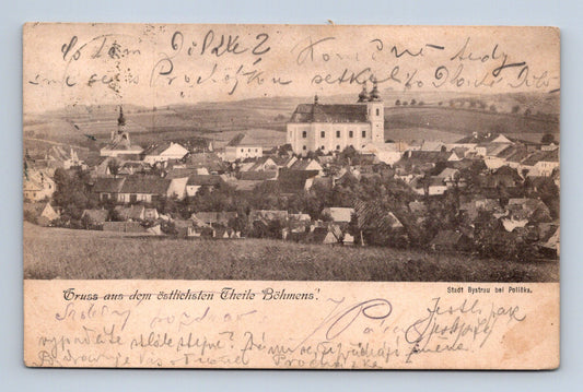 Pohlednice Bystrá u Poličky celkový pohled 1912 (M30285)