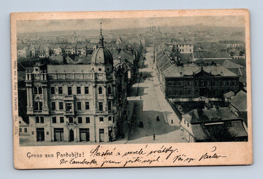 Pohlednice Pardubice panorama města 1901 (M30287)