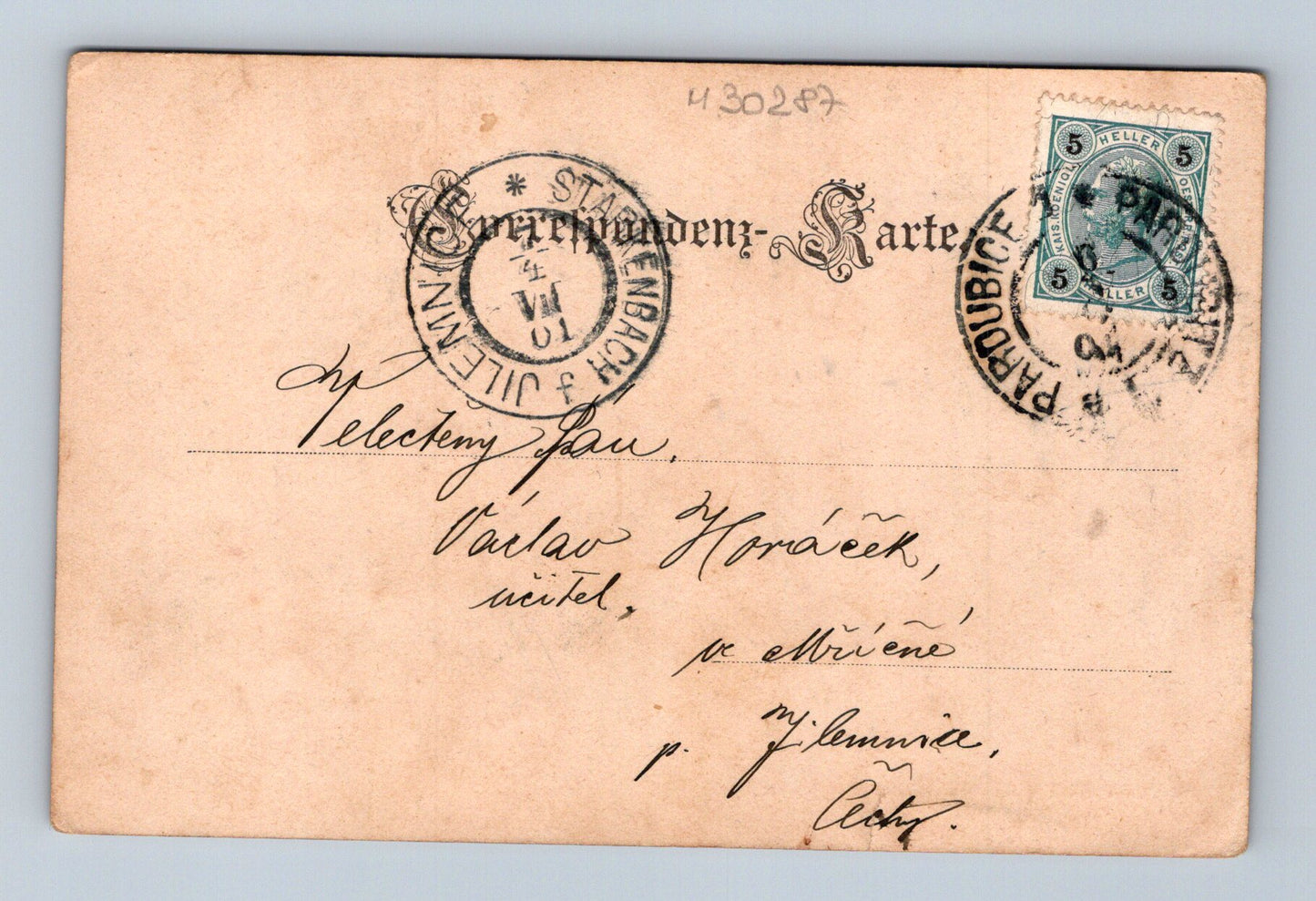 Pohlednice Pardubice panorama města 1901 (M30287)