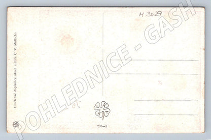 Postcard woman with red scarf CV Muttich (M3029)