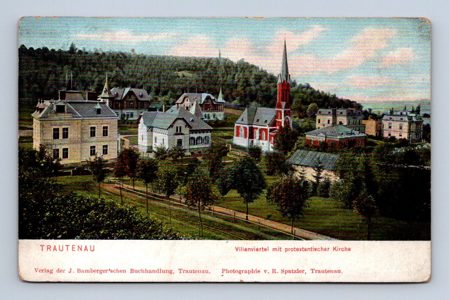 Trutnov vilová čtvrť s protestantským kostelem 1907 (M30295)