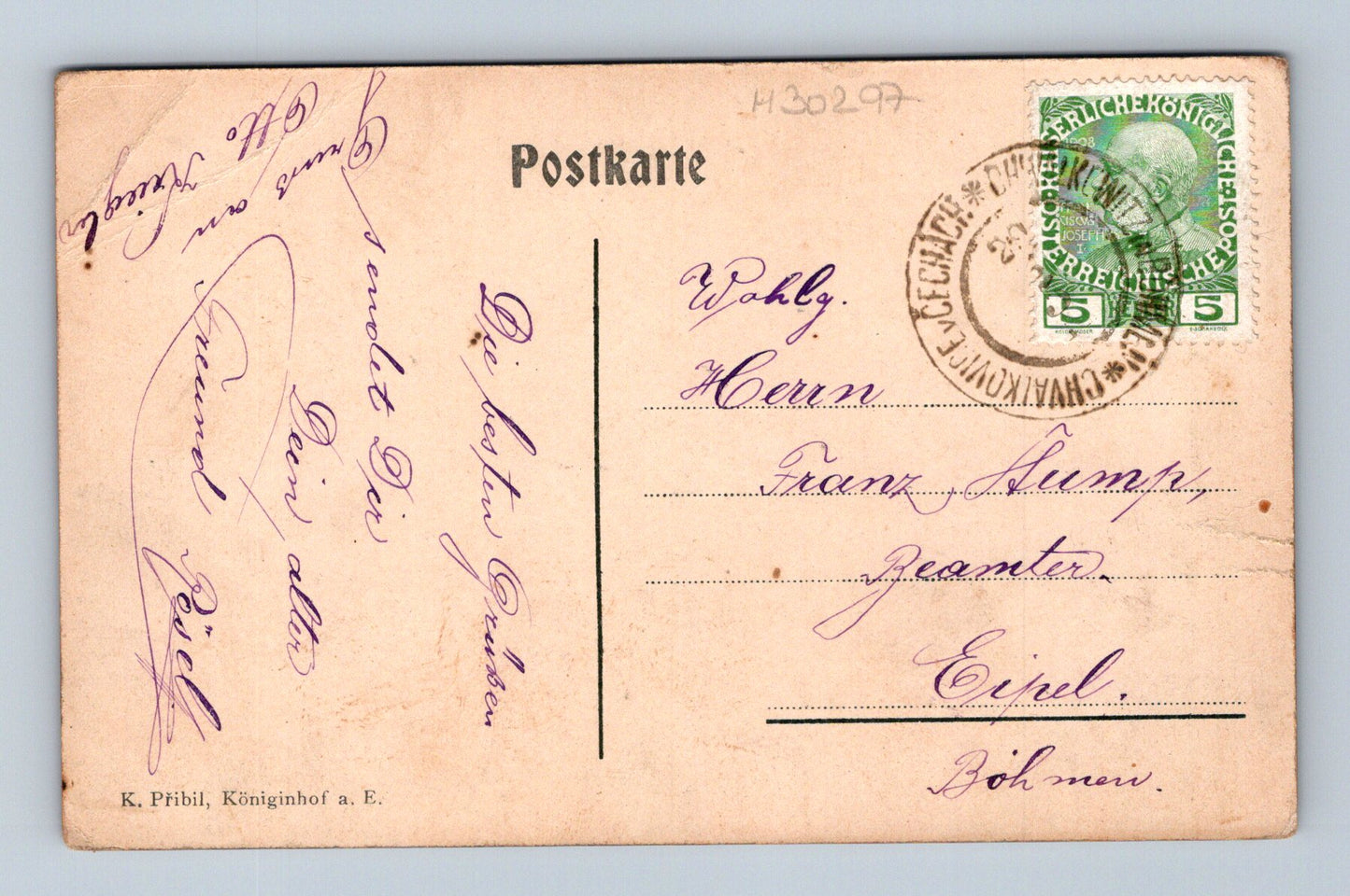 Pohlednice Dvůr Králové náměstí s kašnou 1915 (M30297)