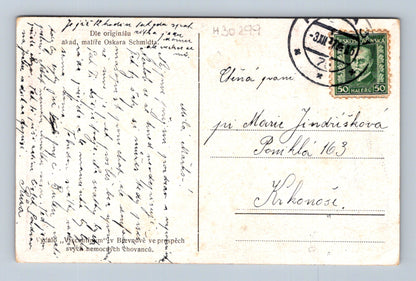 Pohlednice zimní scéna kostel Oskar Schmidt 1947 (M30299)