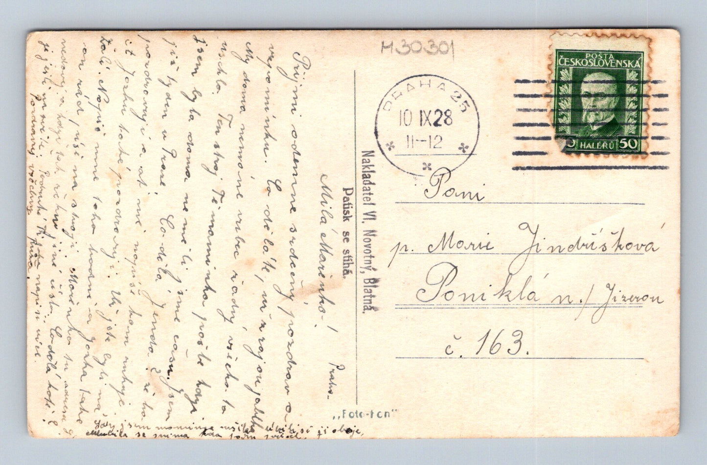 Pohlednice Blatná pomník padlým 1928 (M30301)