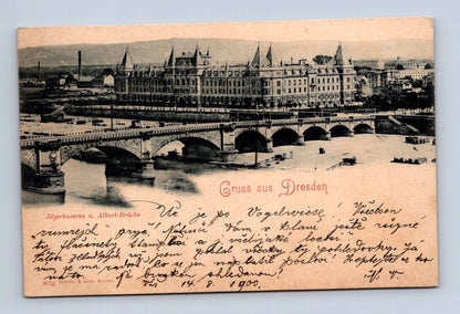 Pohlednice Německo Drážďany Albertův most 1900 (M30309)