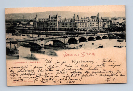 Pohlednice Německo Drážďany Albertův most 1900 (M30309)