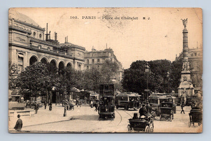 Pohlednice Francie Paříž Place du Châtelet tramvaje 1905 (M30311)